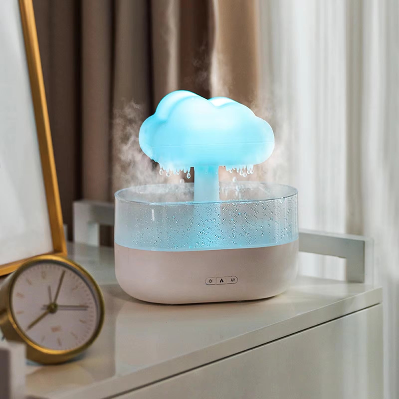 Cloud Rain Humidifier Water Drip 200Ml Cloud Aromatherapy Essential Oil Diffuser with Diffuser with 7 Colors LED Light