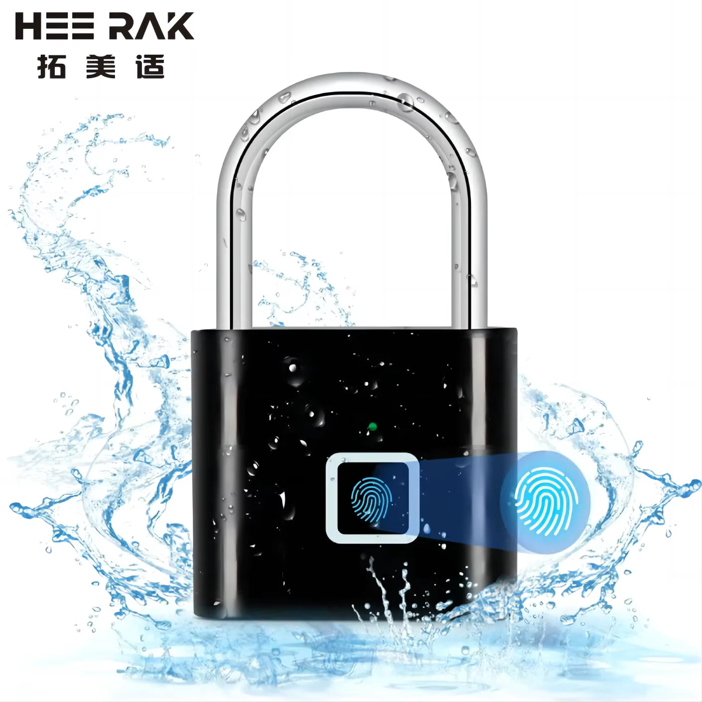 HEE RAK Keyless USB Charging Fingerprint Smart Padlock - Waterproof Anti-Theft Zinc Lock with 0.2 Sec Unlocking Time